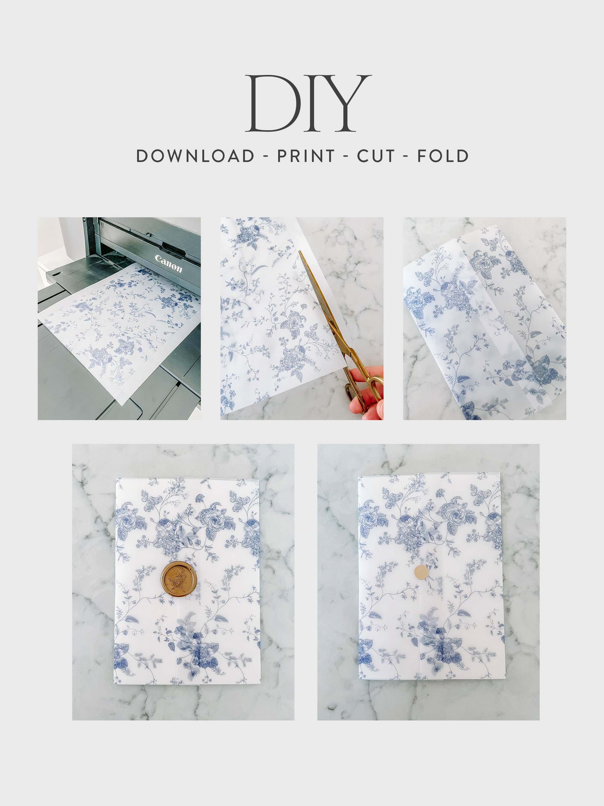Printable Vellum Wrap Vellum Jacket Printable DIY Vellum - Etsy