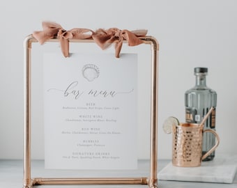 Seashell Hochzeit Bar Menükarte Zeichen: Maritime Getränkekarte (Instant Download)