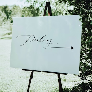 Wedding Parking Sign, Minimalist Directional Sign, Reception Valet Parking Yard Sign, Parking This Way, Printable Parking Sign With Arrow 02