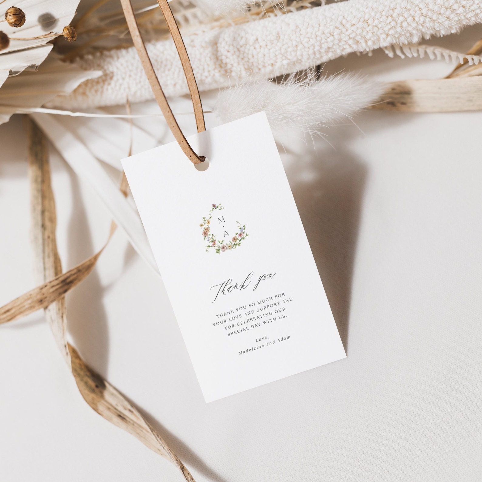 Floral Wreath Favor Tag Template Printable Wildflower Gift | Etsy