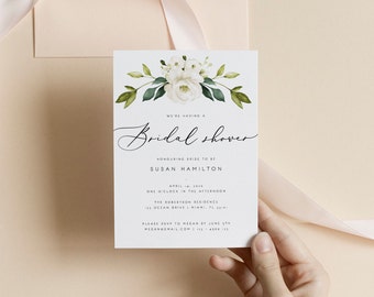 Bridal Shower Invitation Template White Floral Printable Bridal Shower Invitation Editable Wedding Bridal Shower PDF Instant Download 21
