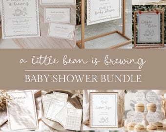 Coffee Baby Shower Bundle (Editable Template) -  A Little Bean Is Brewing Theme