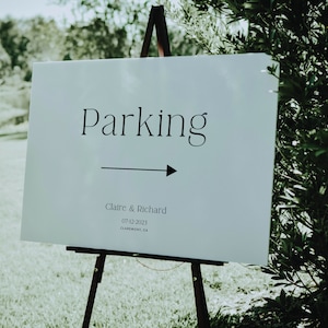 Wedding Parking Sign, Parking This Way Sign, Printable Parking Sign With Arrow, Minimalist Directional Sign, Reception Parking Sign 02