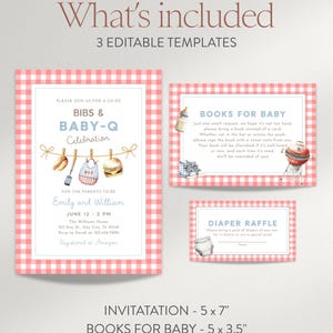 Baby-Q uitnodigingsset babyshower - achtertuin BBQ stellen babystrooisel (bewerkbare canvassjabloon) afbeelding 7