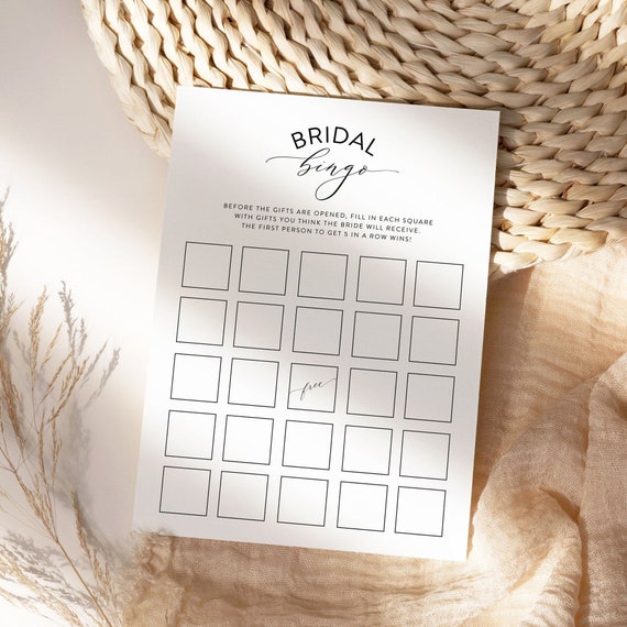 Minimalist Bridal Bingo, Bridal Shower Bingo Game, Instant Download, Printable Bingo Cards, Editable Bingo Card, Bachelorette Party Game