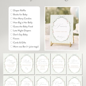 Silly Goose Shower BUNDLE - Sage Green with Daisies (Editable Canva Template) image 7