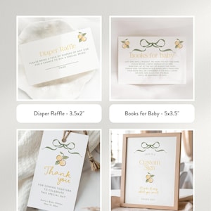 Lemon Baby Shower Bundle, Modern Citrus Theme (Edit with Canva) image 4