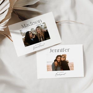 Modèle de carte de proposition de demoiselle d'honneur photo, proposition de demoiselle d'honneur minimaliste moderne, serez-vous ma carte de demoiselle d'honneur, téléchargement immédiat, ajoutez la photo 02