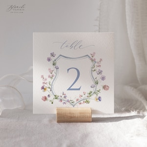 Floral Crest Square Table Number, Printable Table No, Bridgerton Theme, Editable Template, Wedding Table Number, Wedding Table Sign 35