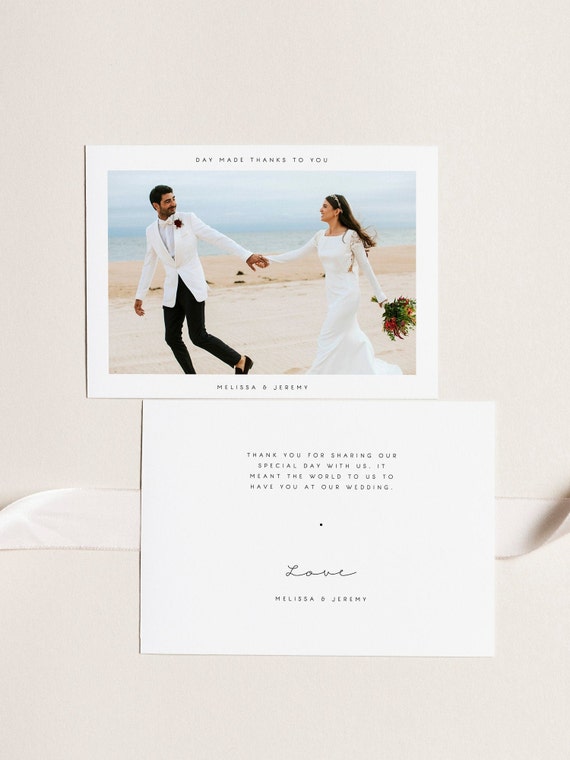 Wedding Thank You Cards With Photo Wedding Thank You Notes Etsy Australia