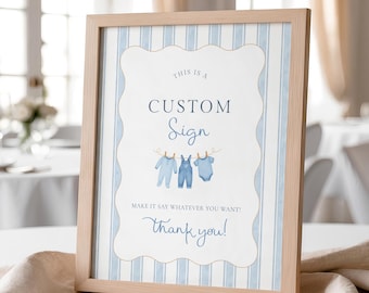 Blue Jean Baby Shower Custom Sign - Denim Editable Template