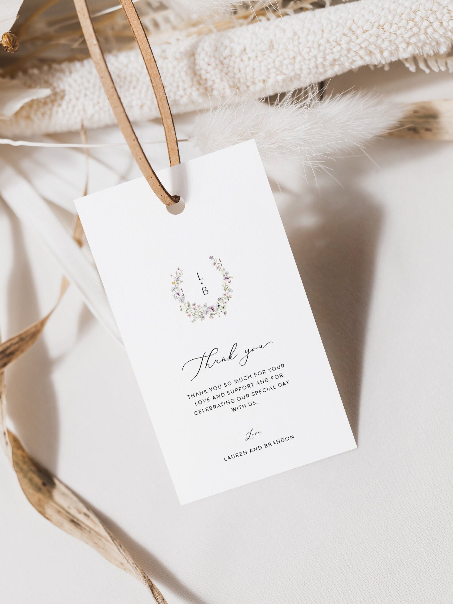 Floral Wreath Favor Tag Template Printable Wildflower Gift | Etsy