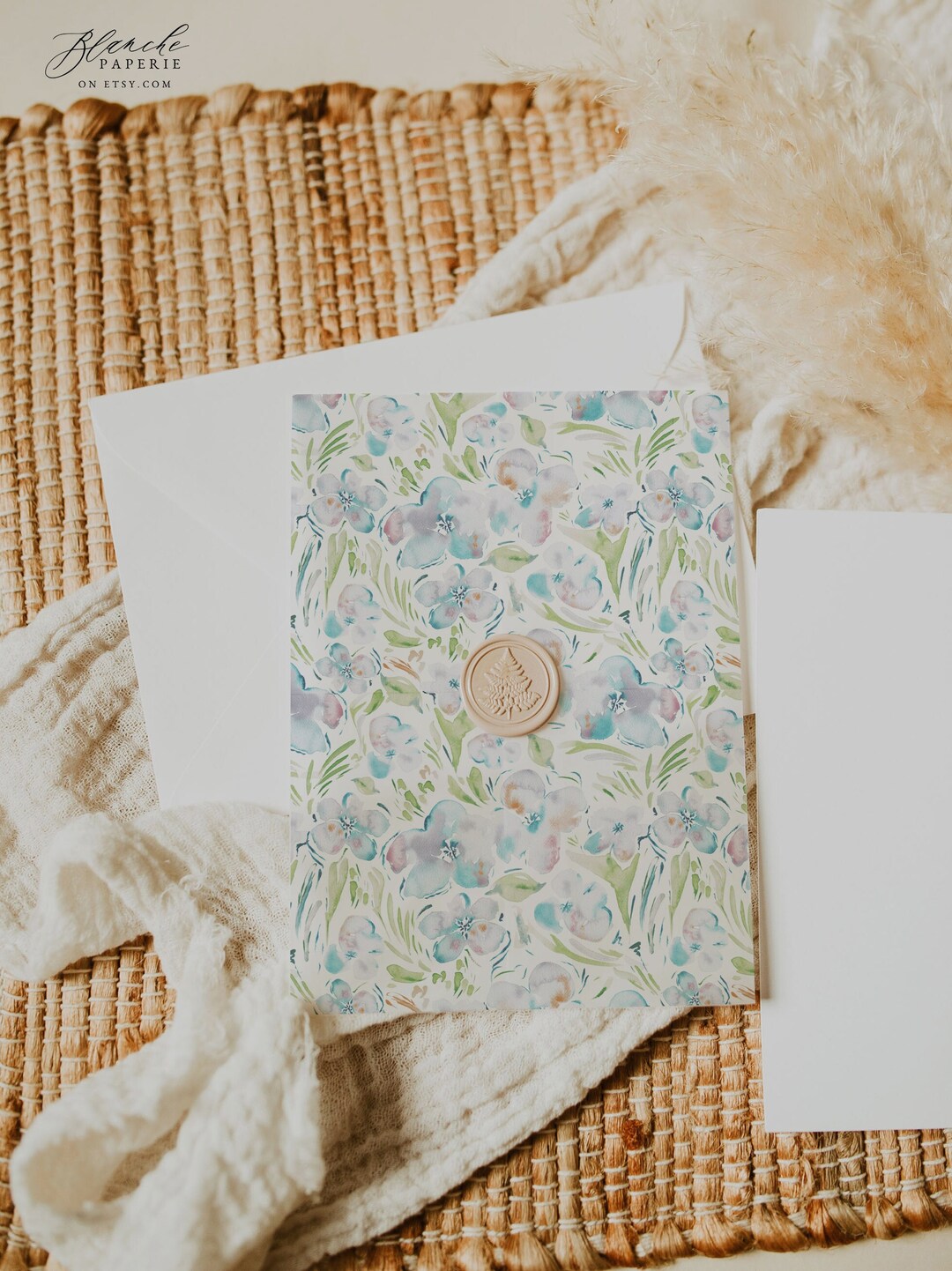 Watercolor Floral Vellum Wrap, Hand Painted Printable Vellum Wrap