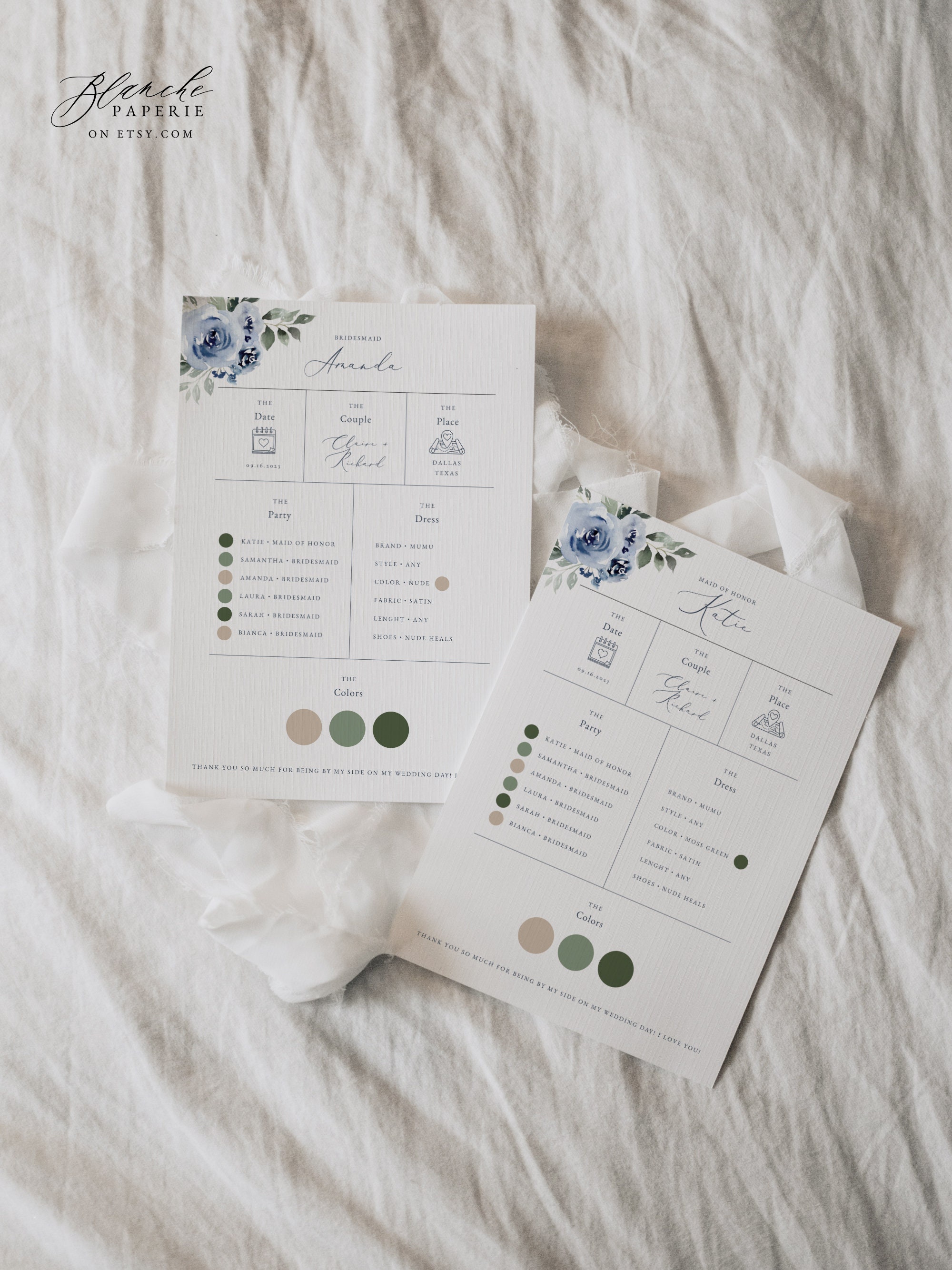 Infographic Wedding Program Blue Floral Wedding Day Program - Etsy