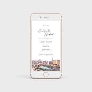 Las Vegas Bachelorette Weekend Invitation Template, Vegas Bachelorette Party, Las Vegas Skyline, Vegas Phone Bridal Shower, Text Message