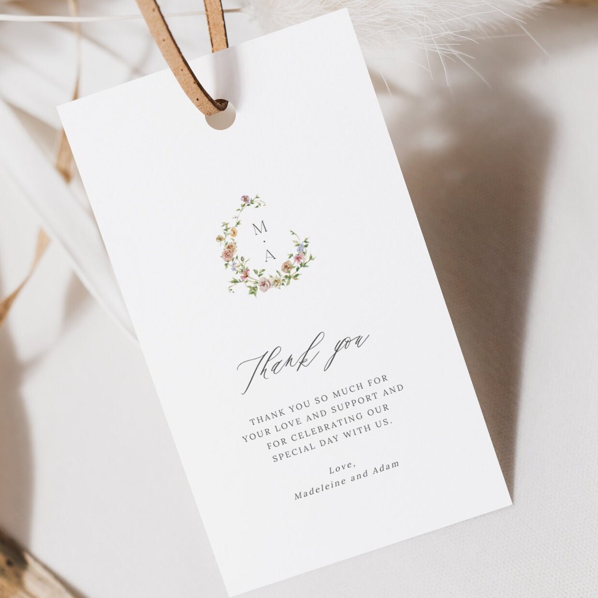 Floral Wreath Favor Tag Template Printable Wildflower Gift - Etsy