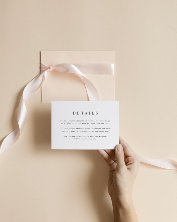 Wedding Details Card Template Elegant Classy Wedding Invitation Insert Details Card Instant Download Printable Wedding Invitation Template