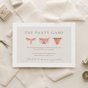 Panty Game Card Insert, Aquarell Panty Spielkarte, Dessous Shower Panty Spiel, Bachelorette Bring a Panty Template, Brautdusche Spiel