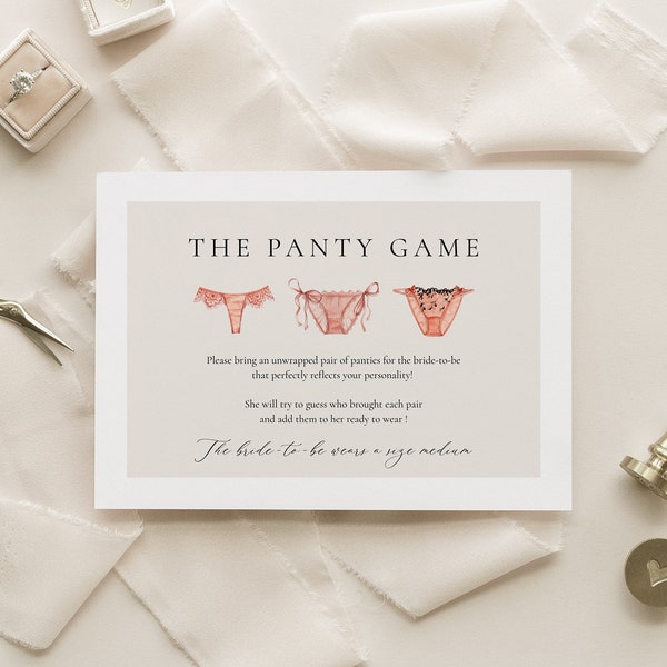 Panty Game Card Insert, Watercolor Panty Game Card, Lingerie Shower Panty Game, Bachelorette Bring a Panty Template, Bridal Shower Game