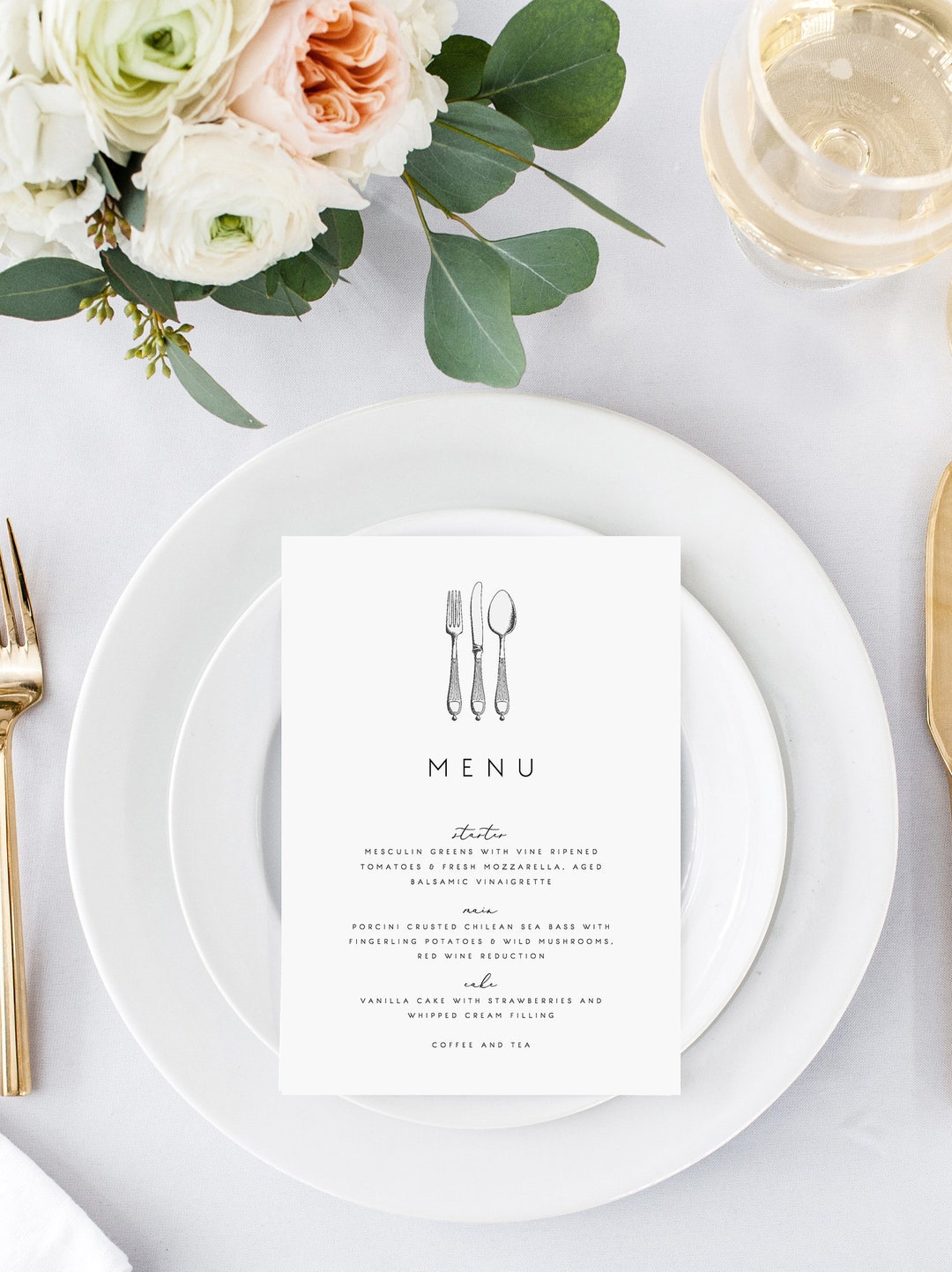 Rustic Menu Template Knife Fork Spoon Printable Menu Card Vintage ...
