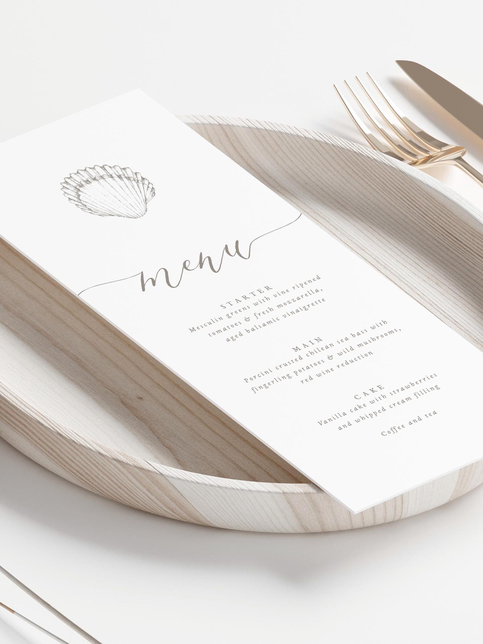 Seashell Wedding Menu Template, Nautical Printable Menu, Editable Menu ...
