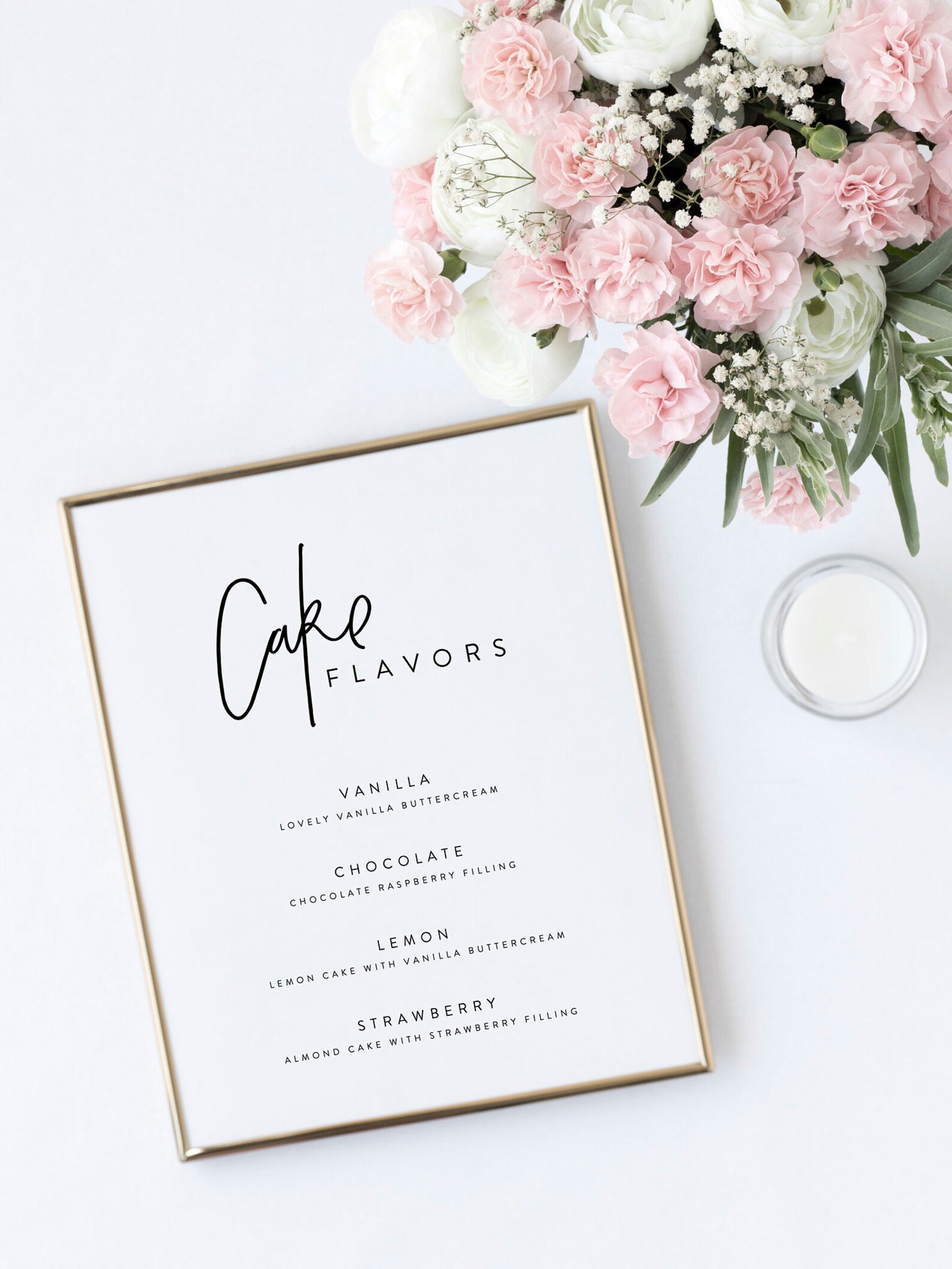 Cake Flavors Sign Menu Template Printable Wedding Signs Cake Etsy