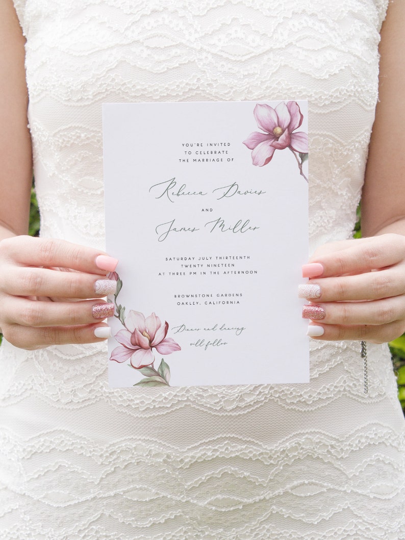 Floral Wedding Invitation Template Printable Wedding Invite | Etsy Floral Wedding Invitation Template Printable Wedding Invite | Etsy