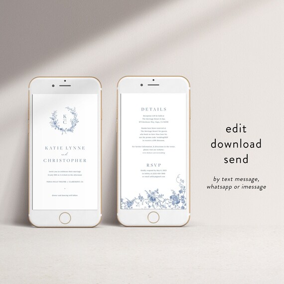 Electronic Wedding Invitation Template, iPhone Wedding Invite, Android Invitation, Digital Wedding Invitation, Minimalist Wedding Evite 43