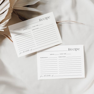 Modèle de carte de recette minimaliste, encart imprimable de recette de douche nuptiale, modèle de carte de recette de cuisine modifiable, carte de recette moderne 02