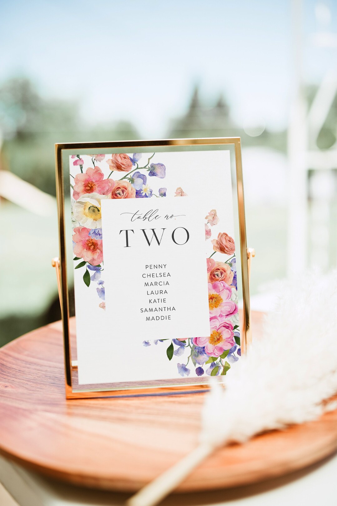 Colourful Floral Table Number, Bright Colors Table No, Printable ...