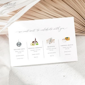 Editable Wedding Itinerary Card, Welcome Note, Wedding Gift Bag, Weekend Itinerary, Welcome Bag Timeline, Printable Order of Events image 4