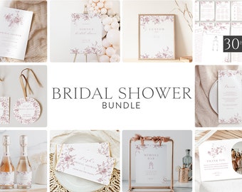 Dusty Pink Floral Bridal Shower Bundle (Printable)