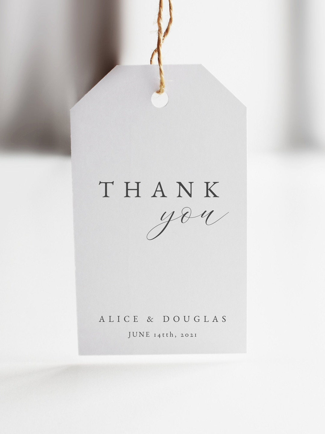 Thank You Tag Printable, Minimal Wedding Gift Tag Template, Custom ...