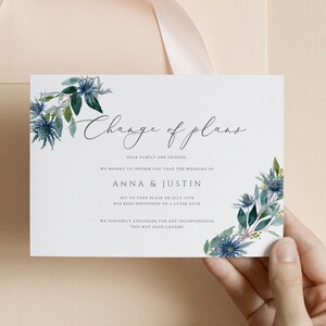 Anuncio de aplazamiento de boda, cambio de fecha, plantilla de cambio de boda, boda aplazada, editable, imprimible, descarga instantánea 25
