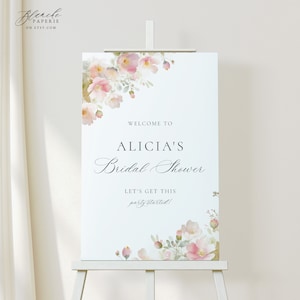 Blush Floral Bridal Shower Welcome Sign, Printable Bridal Shower, Bridal Party Welcome Sign, Hen Party Sign, Editable Template, Instant 62