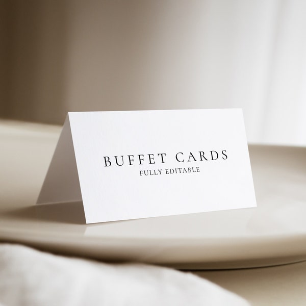 Minimalist Buffet Card Template, Buffet Food Label Card, Wedding Food Tags, Folded Food Cards, Tented Food Labels 49