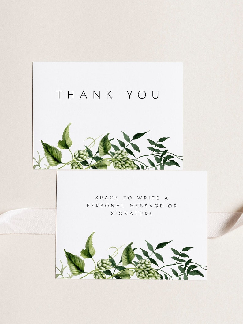 Greenery Thank You Card Template Printable Thank You Note