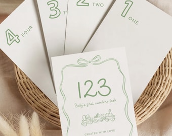 Baby's First 123 Book For Baby Shower with Blank Numbers - Green Bow Printable Template