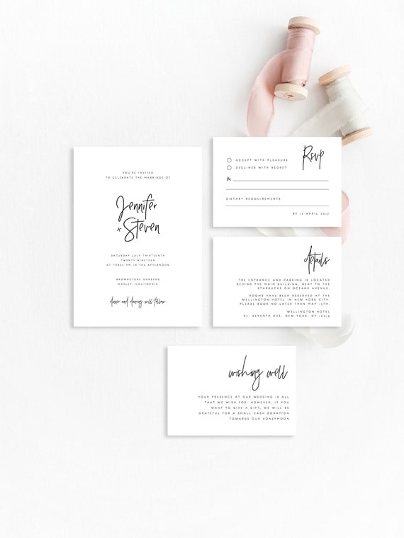 Wedding Invitation Set Template Printable Wedding Invitation Etsy