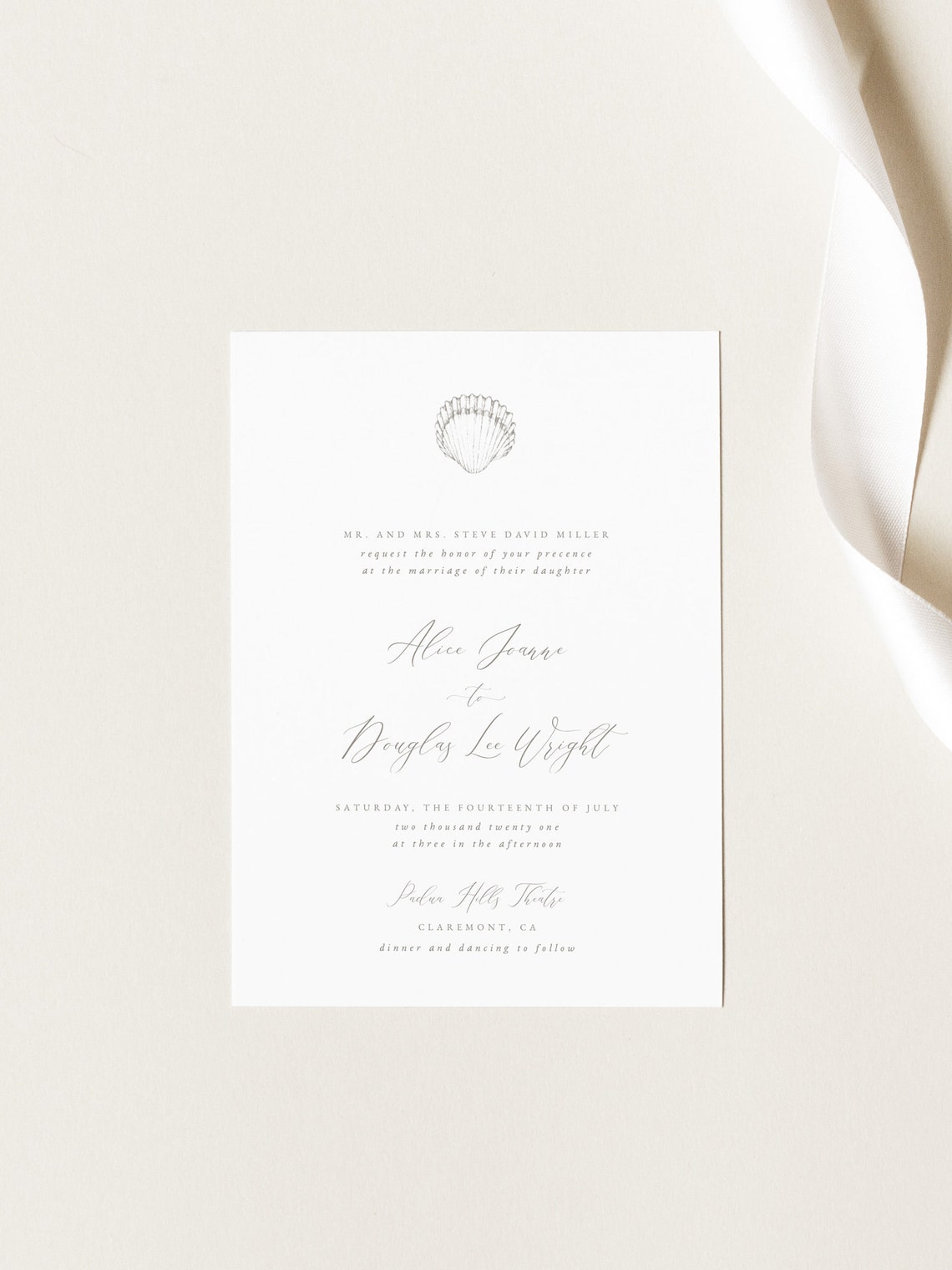 Seashell Wedding Invitation Template Editable Nautical | Etsy