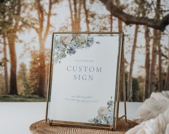 Dusty Blue Floral Wedding Sign Template: Editable 8x10 (Digital Download) 63