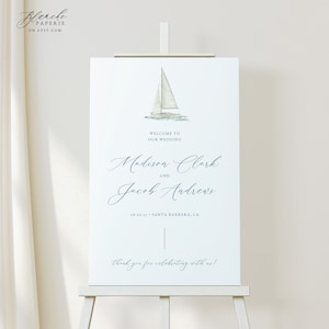 Nautical Sail Boat Welcome Sign, Wedding Sign Template, Beach Ocean Sign, Wedding Welcome Sign, Ceremony Sign, Editable Reception Sign 48