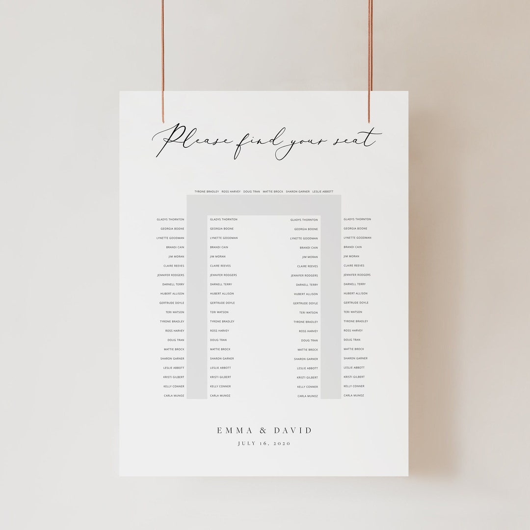 Horseshoe Seating Chart Template Wedding Guests Seating Plan Ushaped