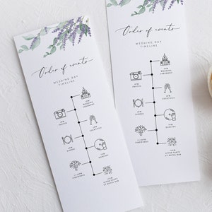 Lavender Wedding Day Timeline Itinerary Template Order of Events Info-graphic Editable Welcome Bag Letter Schedule Printable Instant 29