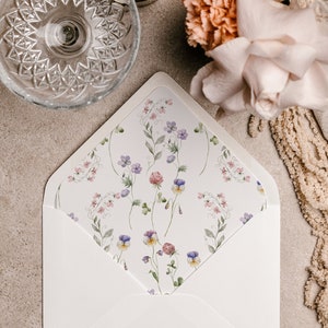 Wildflower Wedding Envelope Liner Template: Floral Monogram (A7, A6, A2, A1, A9) (Digital Download)