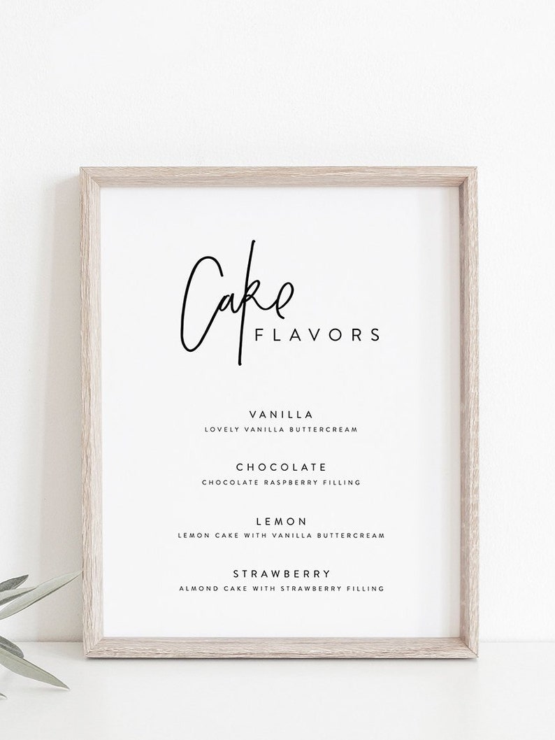 Cake Flavors Sign Menu Template Printable Wedding Signs Cake | Etsy