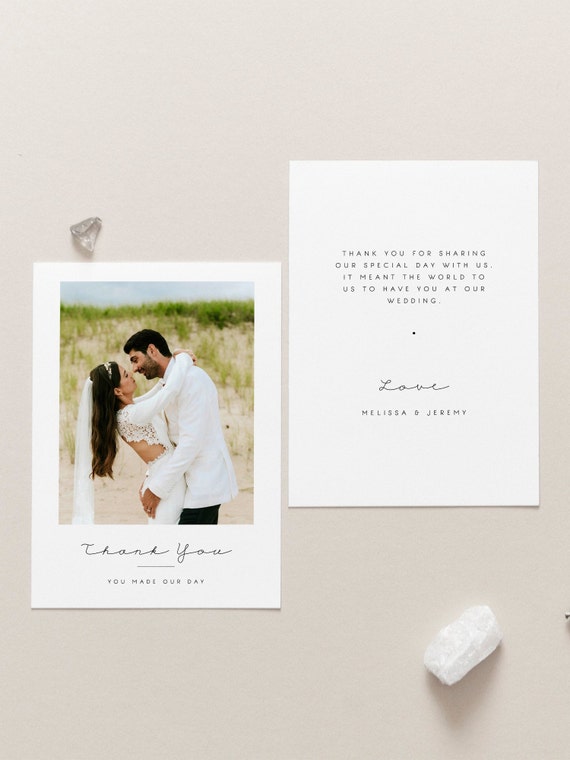 Photo Thank You Card Edit Yourself Diy Wedding Thank You Photo Etsy