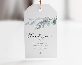 Lavendel Dankeschön Tag Hochzeit Gunsten Tag Flieder Editierbarer Tag Lila Blumen bedruckbares Dankeschön Tag Geschenkanhänger Instant Download Hochzeit Tag 29