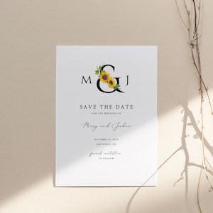 Save the Date Template Sunflower Wedding Minimal Sunflower Instant Download Yellow Floral Editable Save the Date Modern Sunflower 22