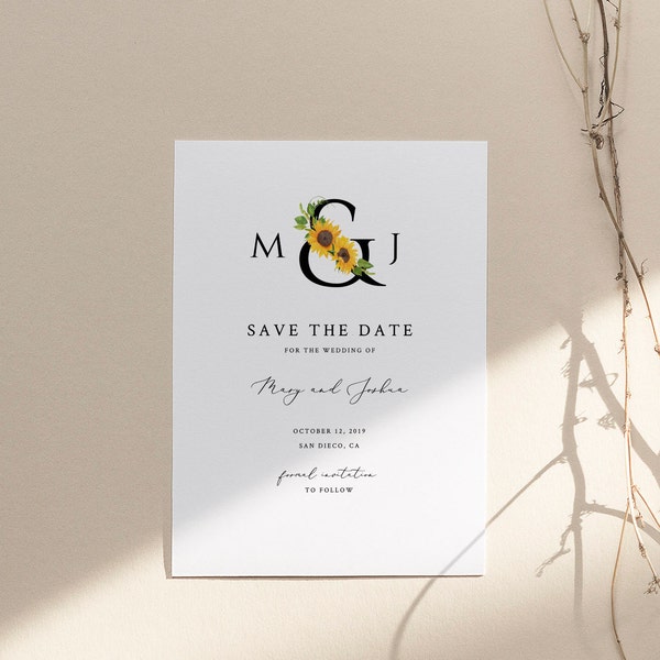 Sunflower Save the Date - Etsy